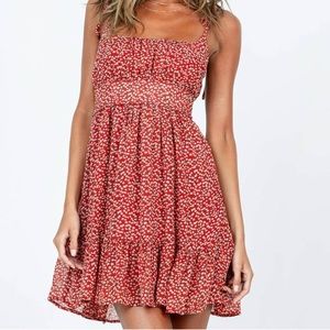 princess polly bonnie mini dress maroon size 2
